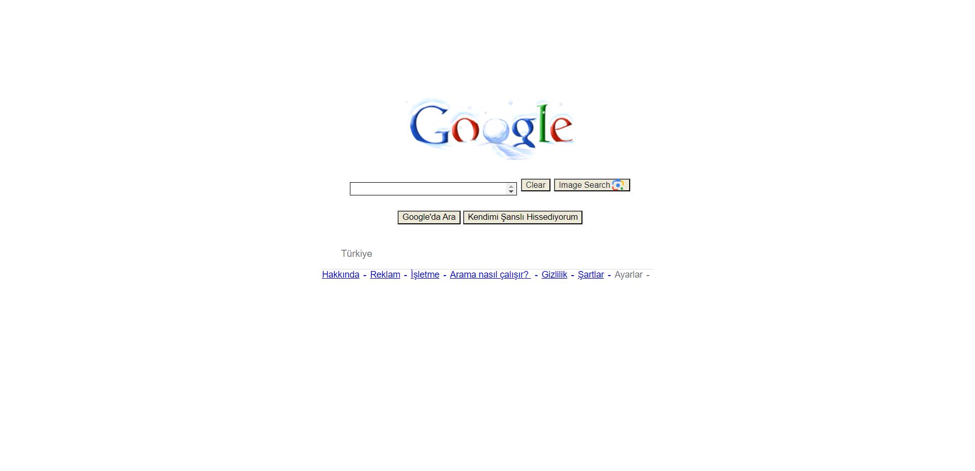 Screenshot of Google 2003 layout