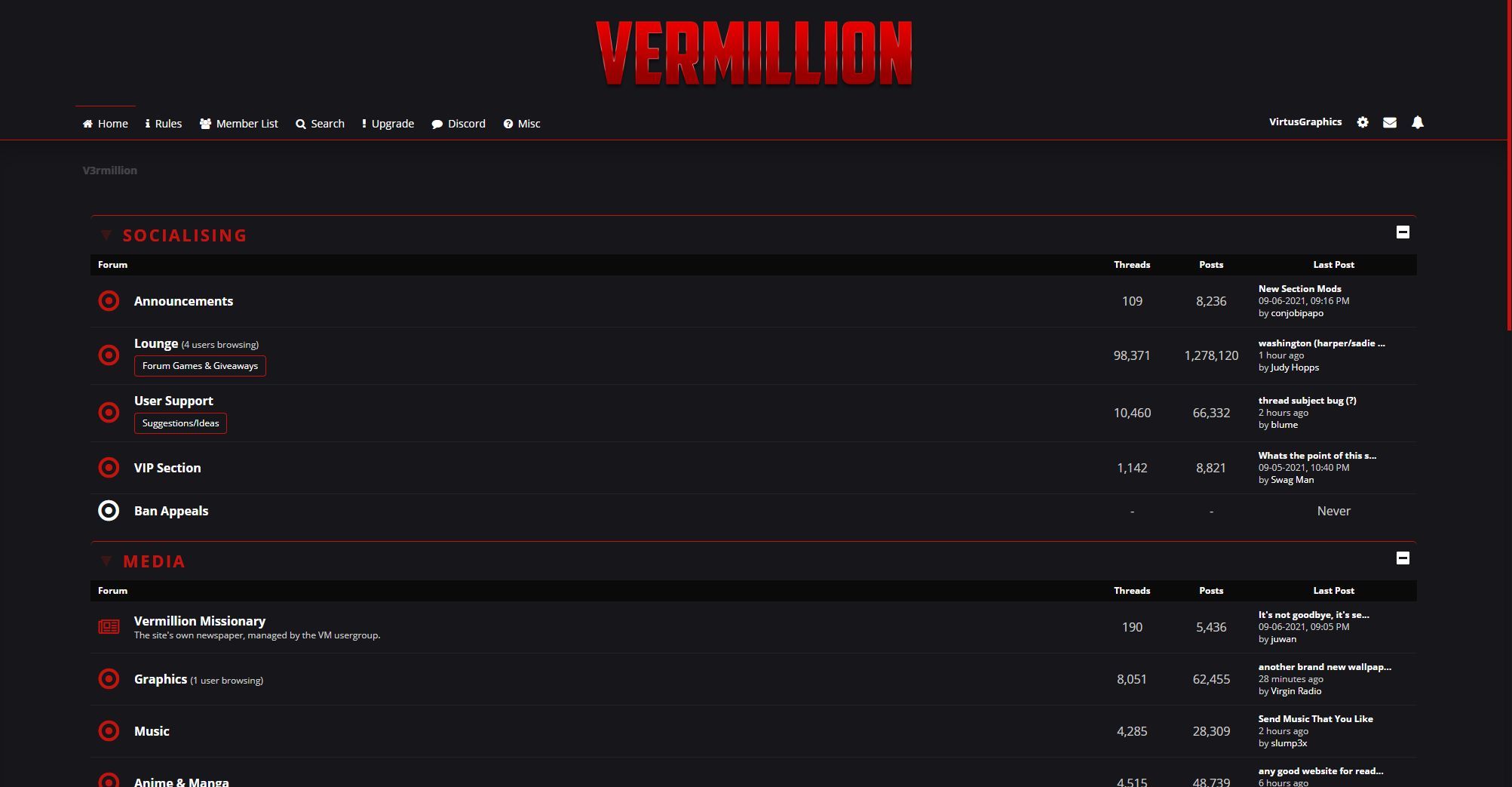 Screenshot of VirtusGraphics' theme for V3rmillion