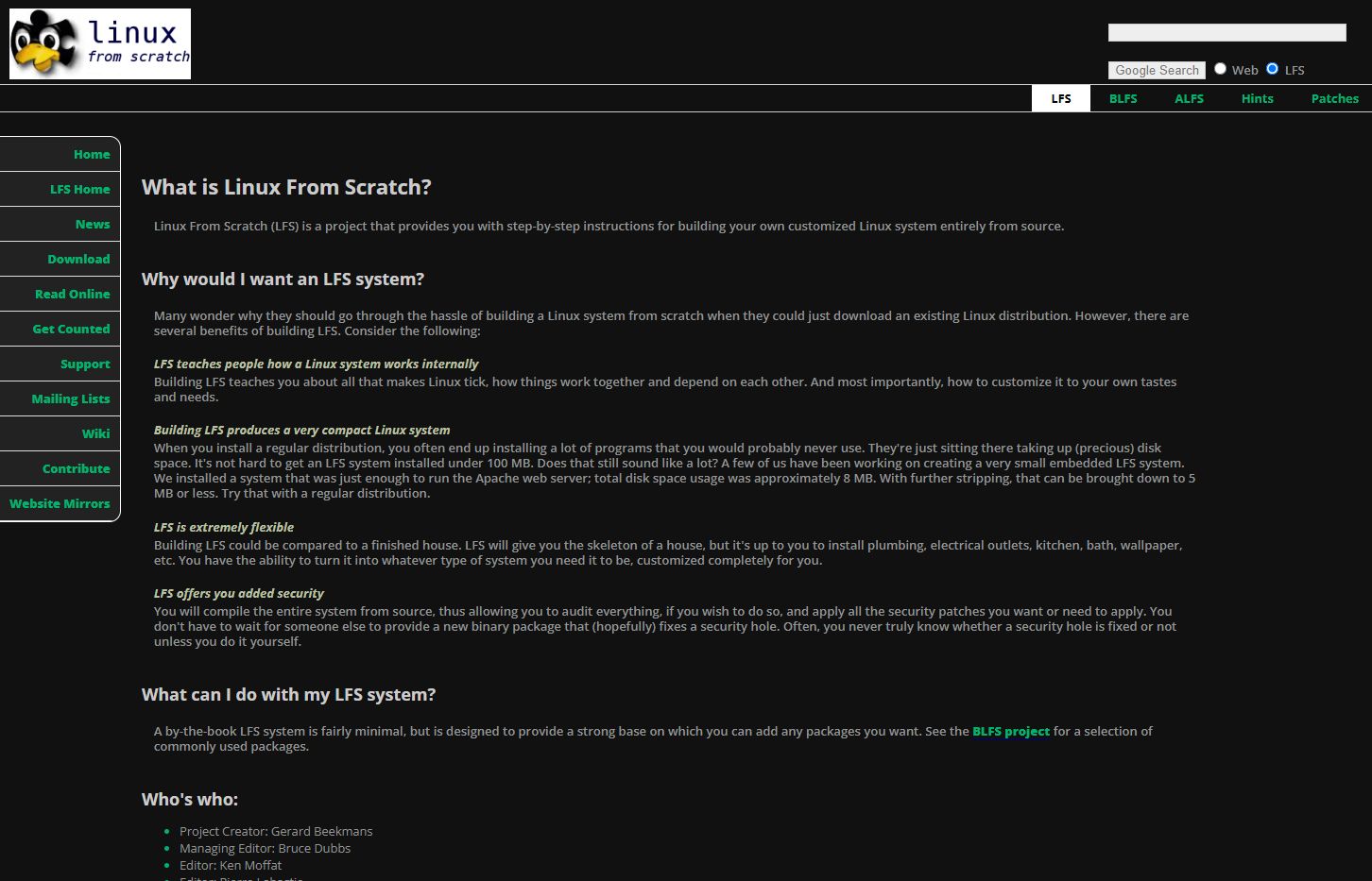 Screenshot of LinuxFromScratch - Readable DarkMode