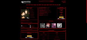 Screenshot of spacehey red/black homepage
