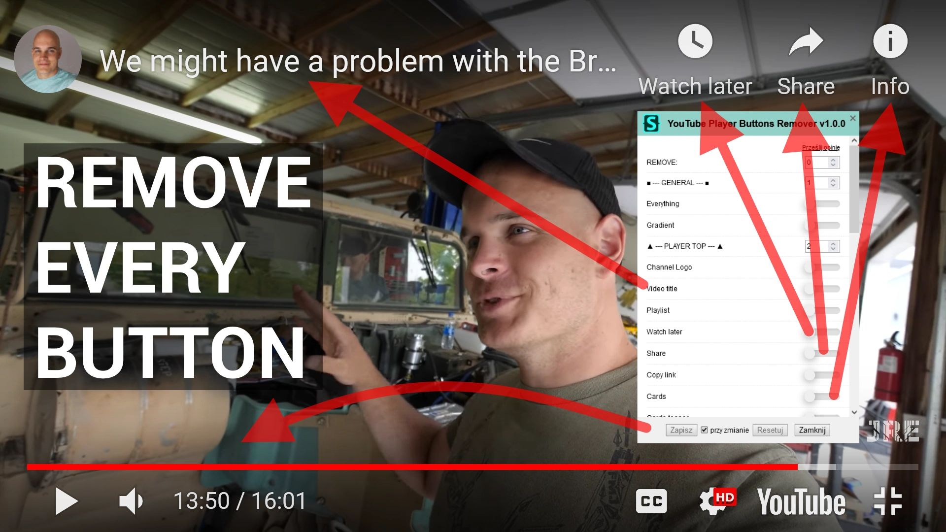 YouTube Player Buttons Remover screenshot