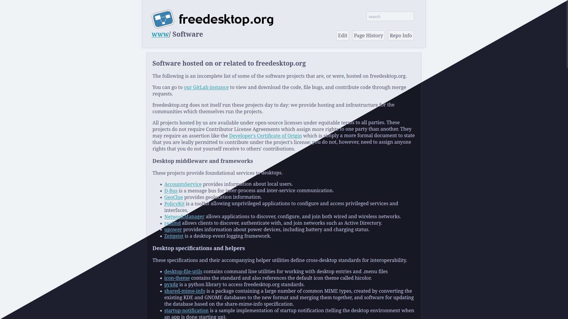 Screenshot of freedesktop.org wiki catppuccin