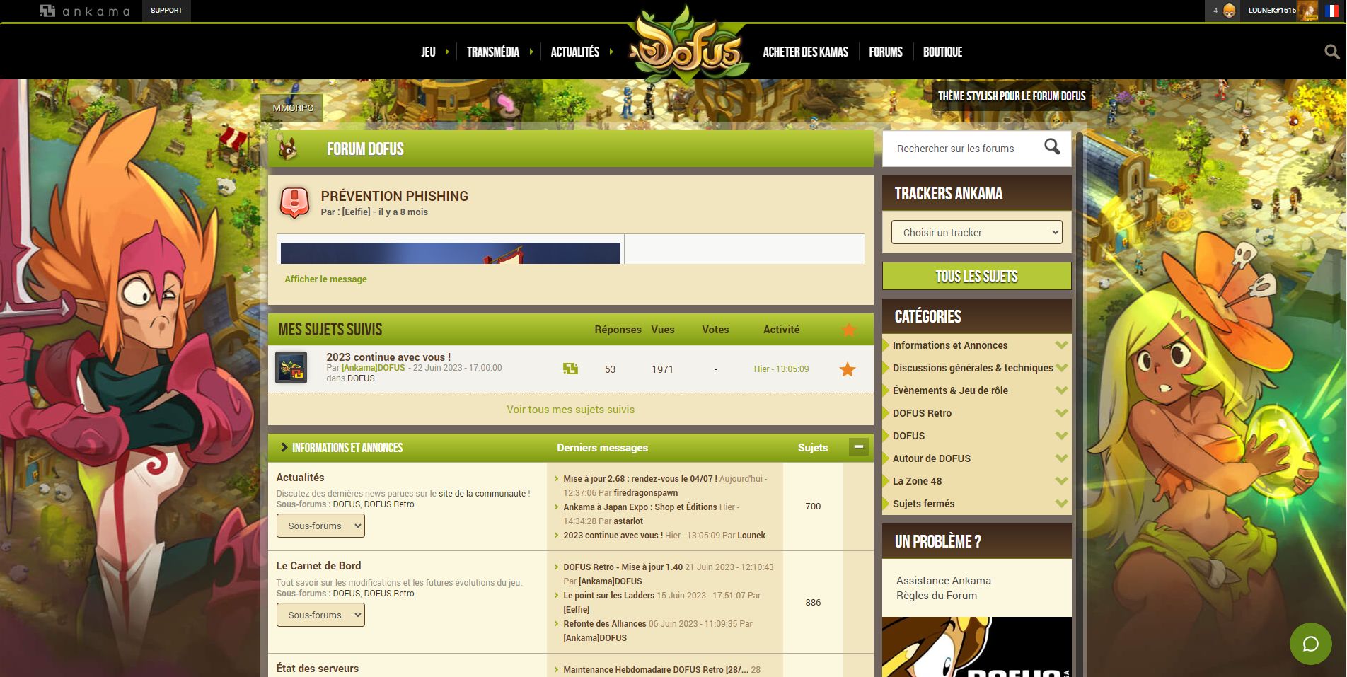 Screenshot of Forum Dofus