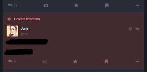 Screenshot of Obvious private mentions on Mastodon