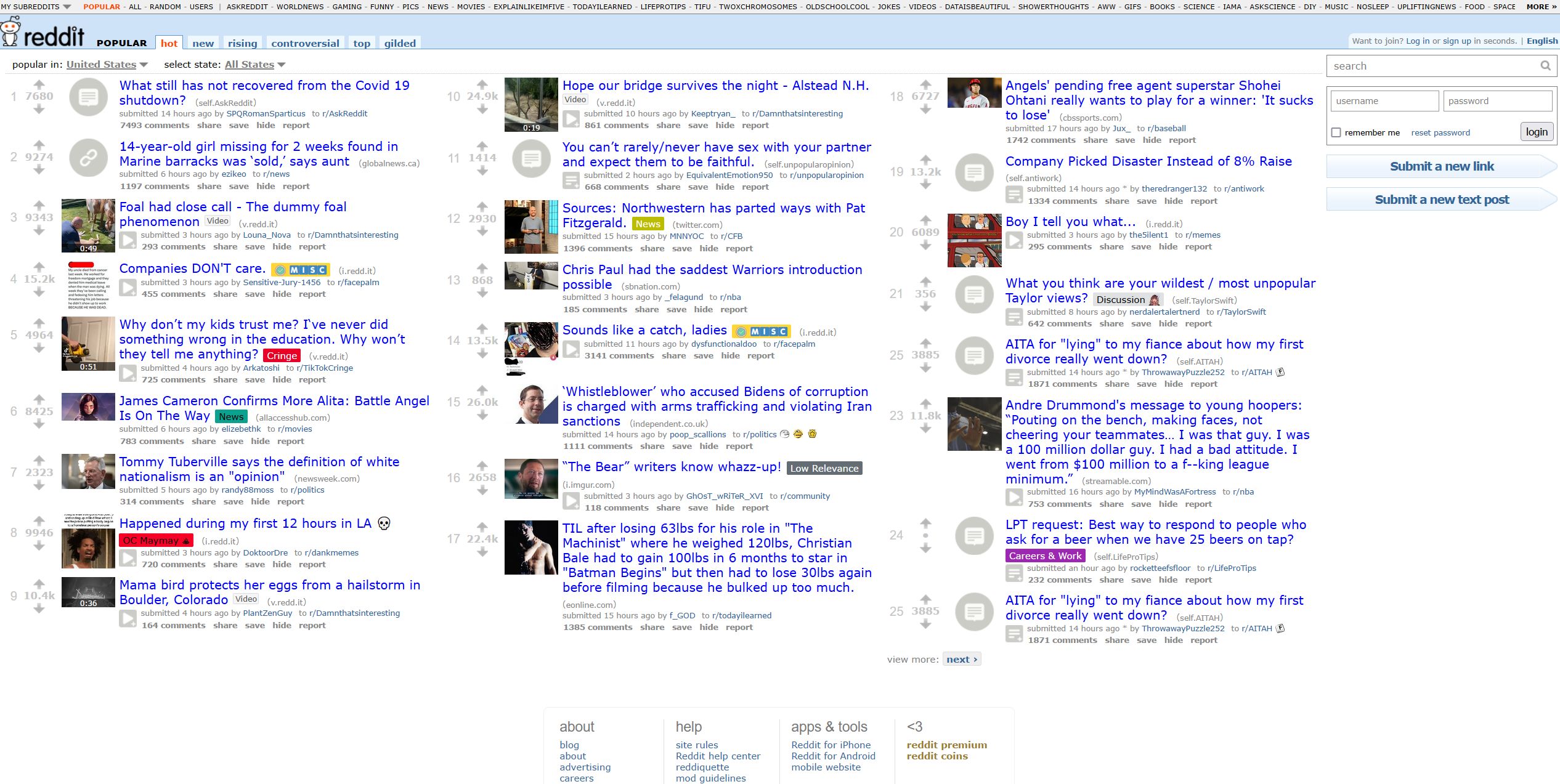 Screenshot of MultiColumn Old Reddit