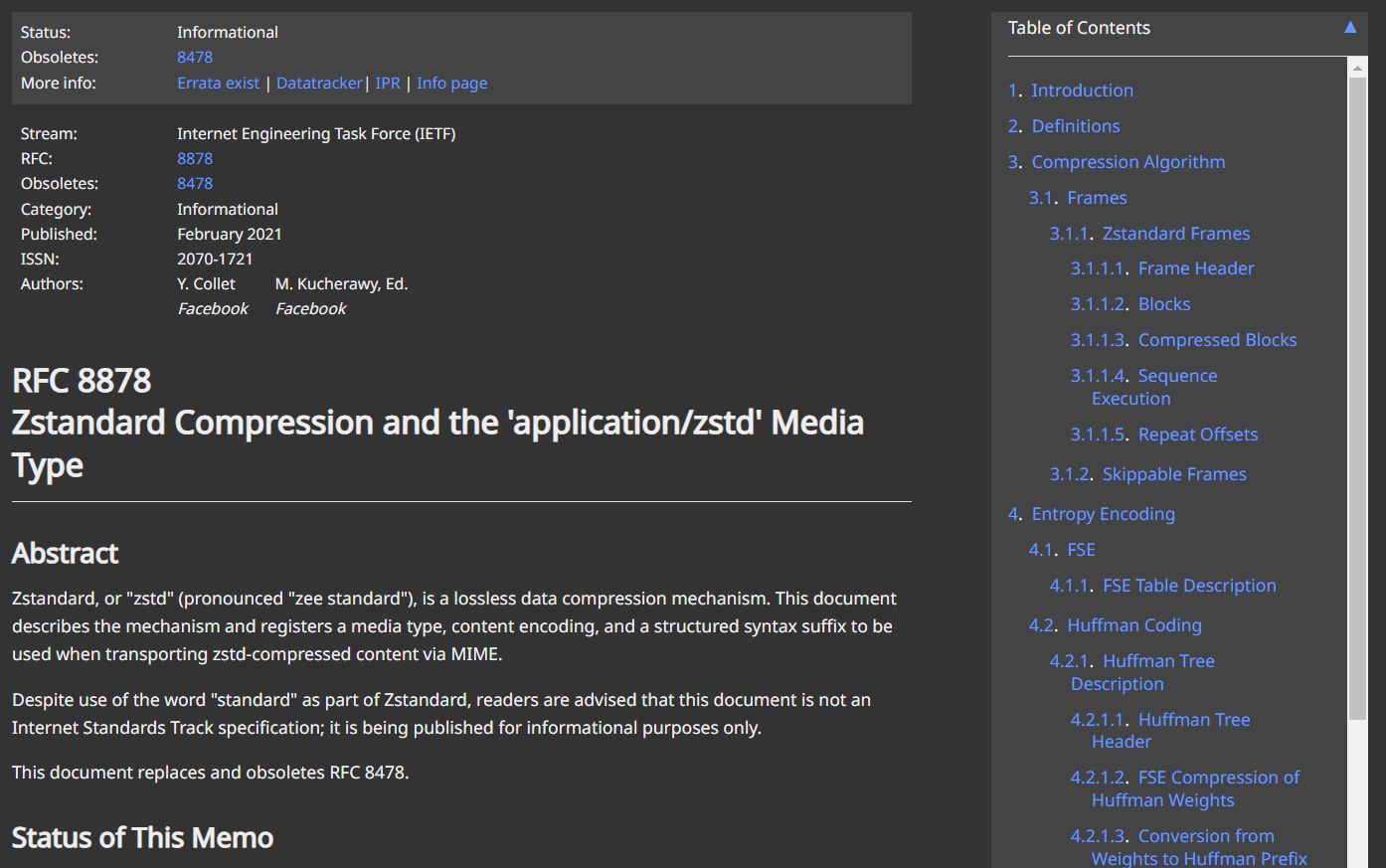 Screenshot of RFC Dark Mode for HTML