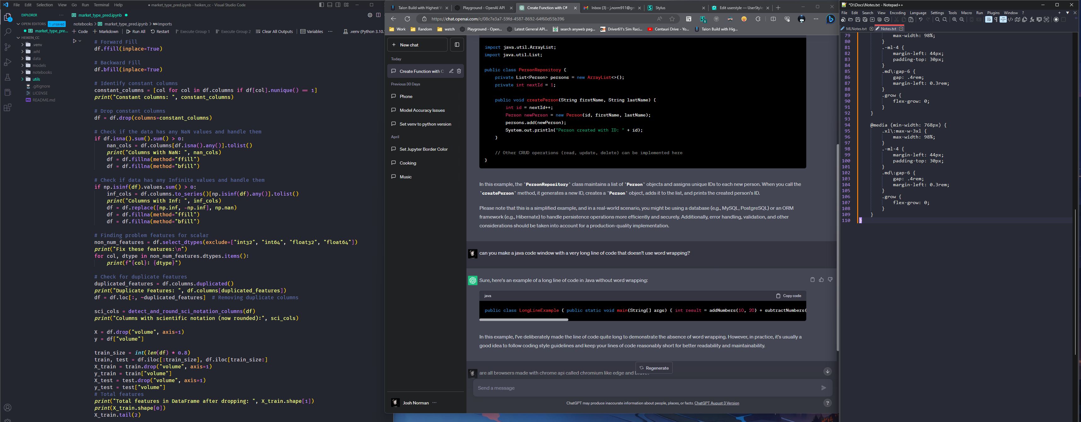 Screenshot of Wide Code Container (ChatGPT)