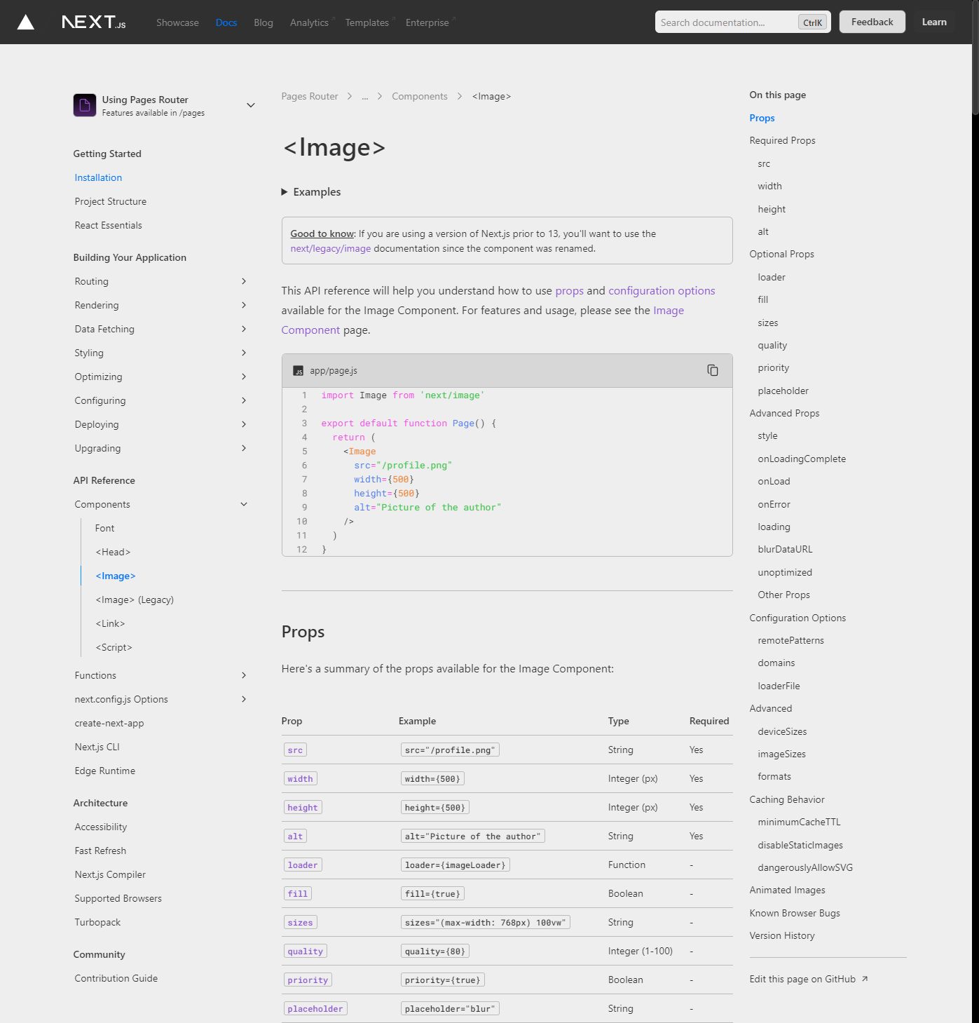 Screenshot of NextJS Docs - Light Mode