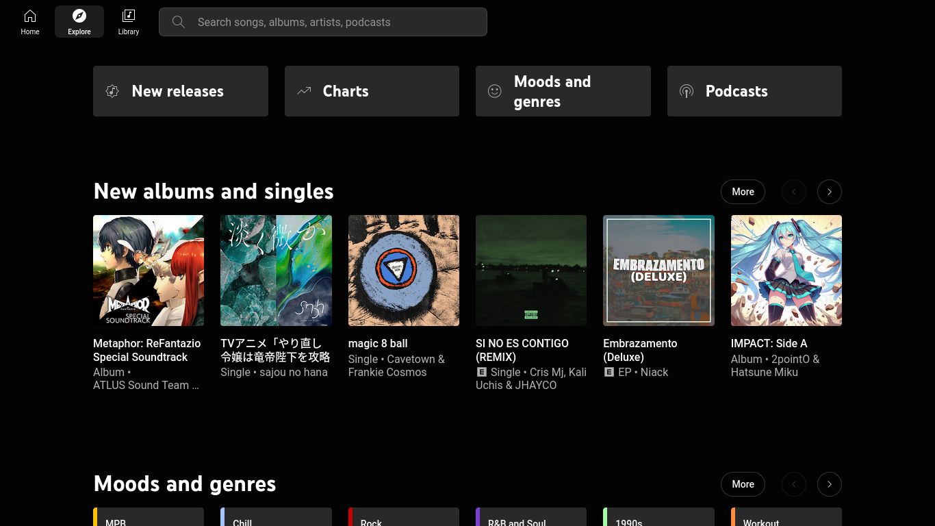 Screenshot of No Sidebar YouTube Music