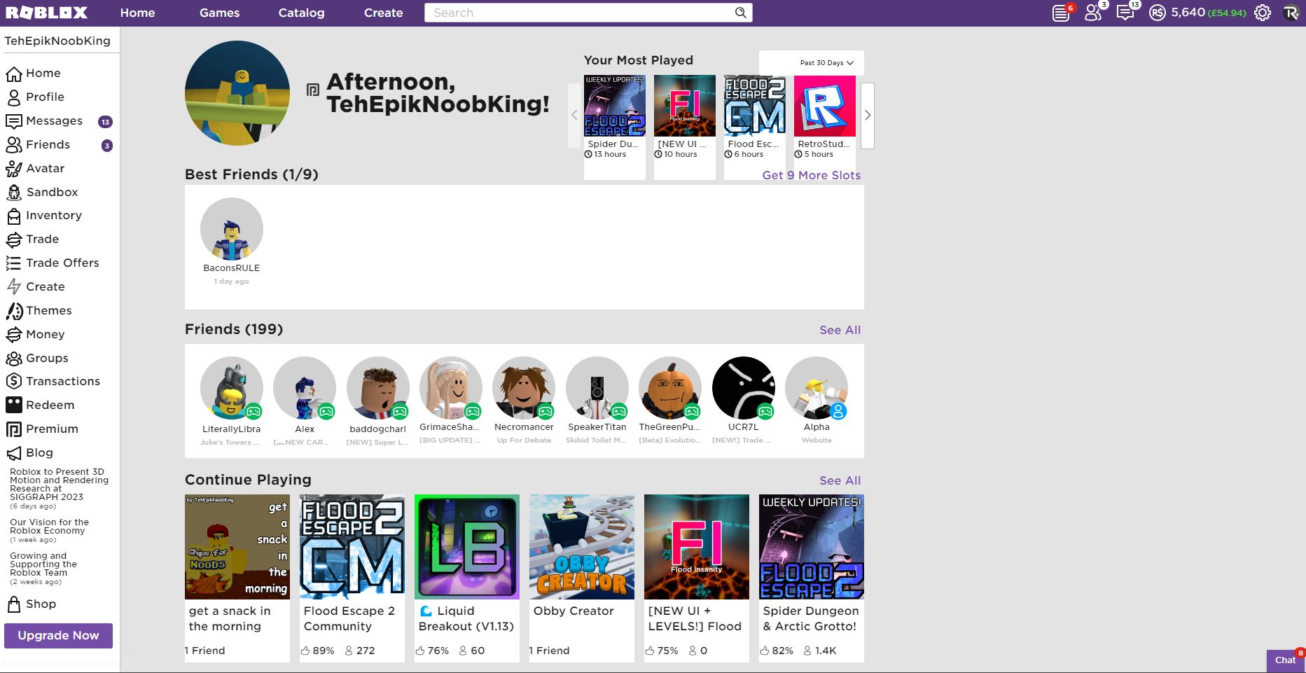 Screenshot of Roblox 2019 Purple Theme