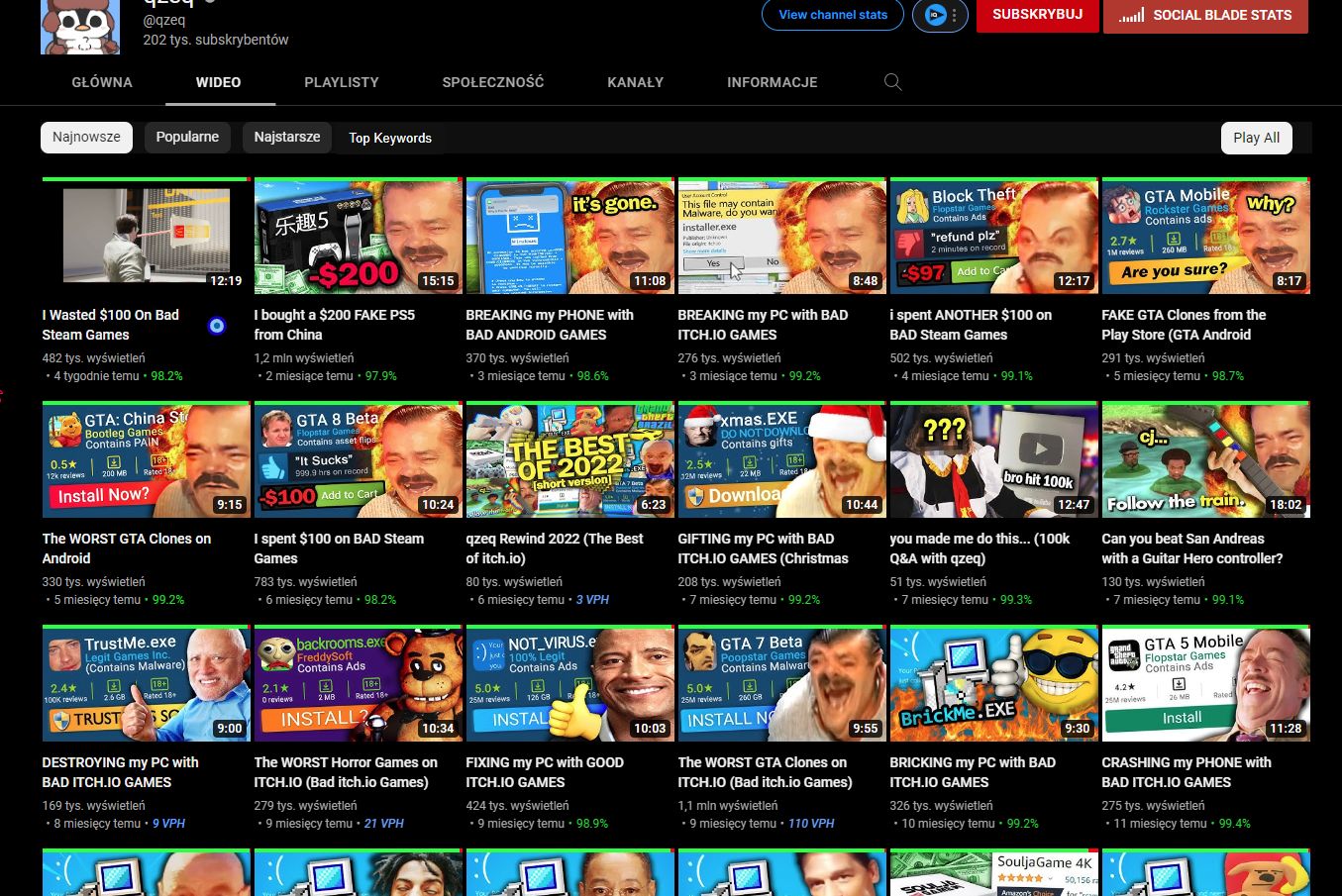 Screenshot of YouTube - More video rows