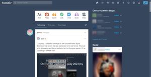 Screenshot of Old Tumblr Dashboard (Userstyle)