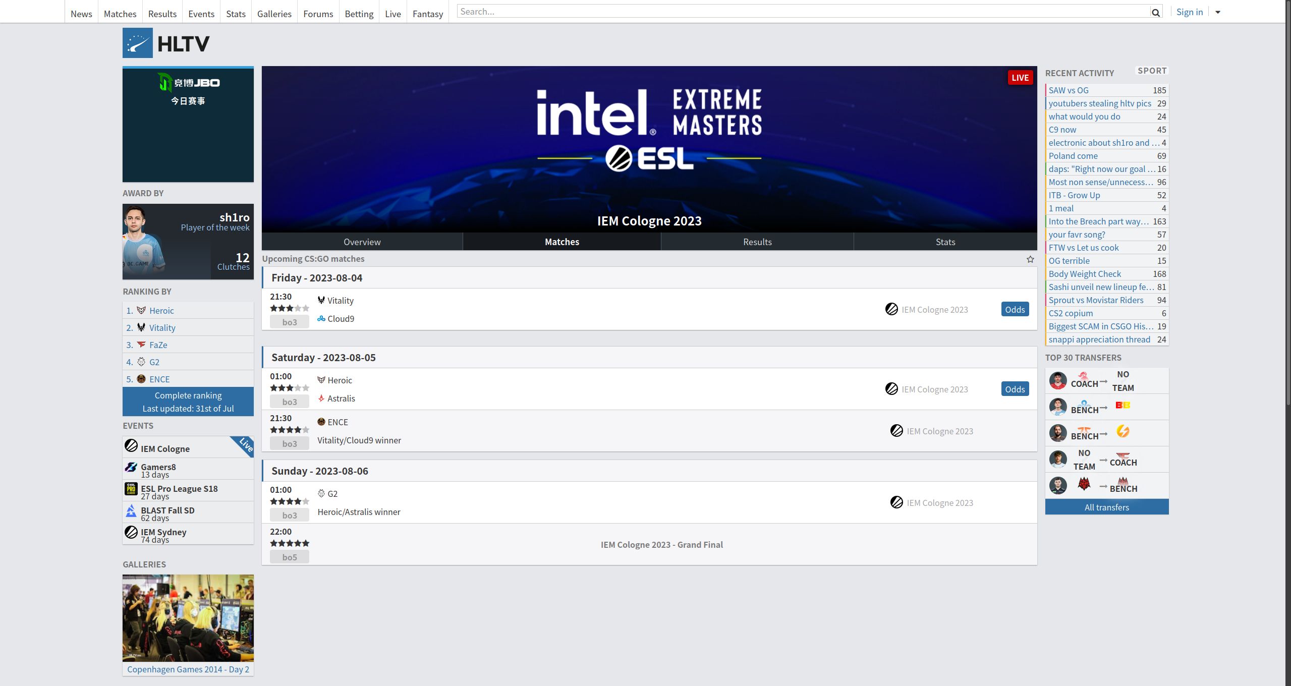 Screenshot of Concise wide layout HLTV