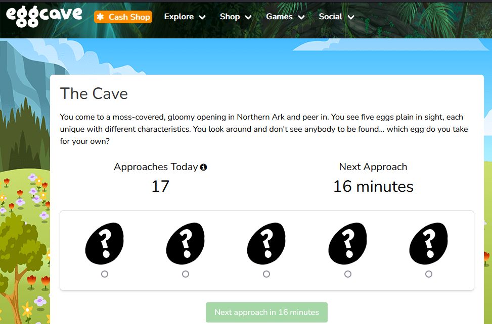Screenshot of Eggcave - Reduced Cave Page