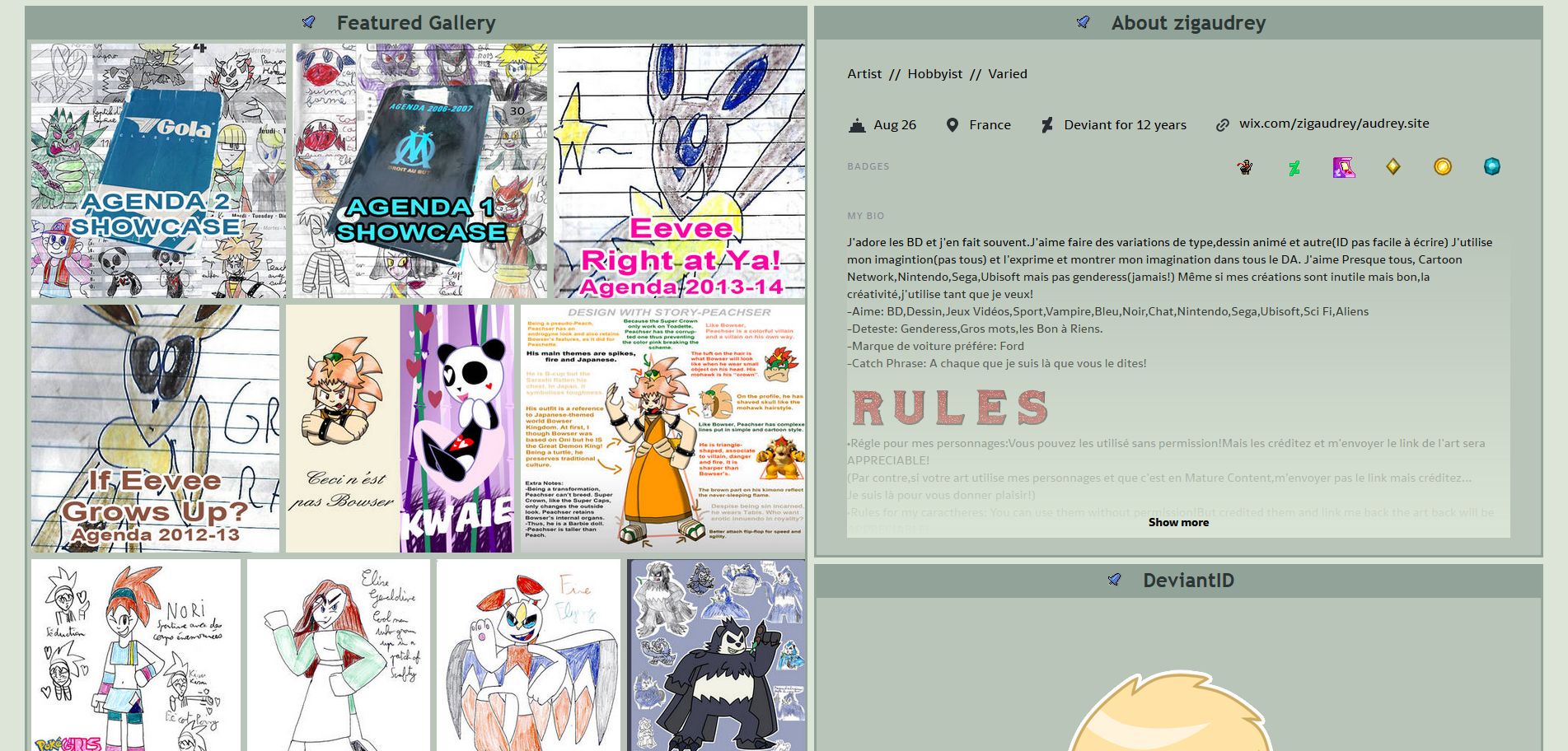 Screenshot of DeviantArt - V5 Style Profile Page