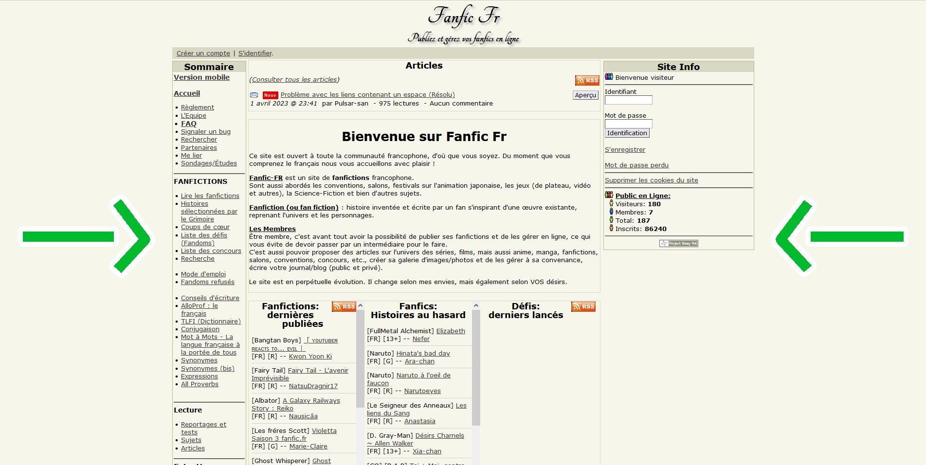 Screenshot of Fanfic-fr.net Tweak