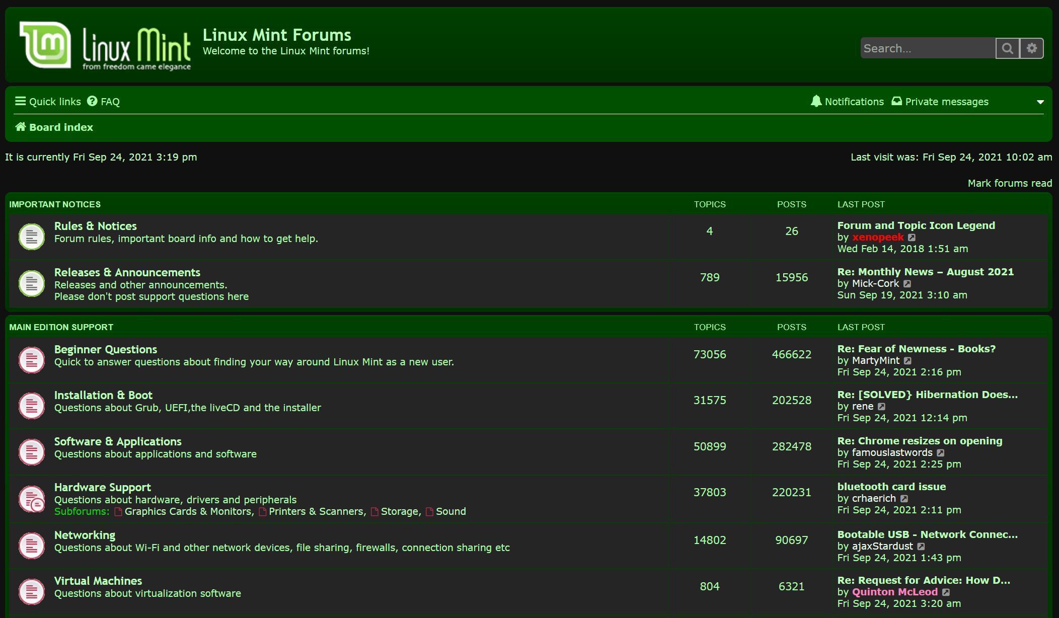 Screenshot of Dark Mint Forums(beta)