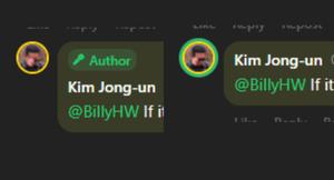 Screenshot of Gab - move "author" tag on comments