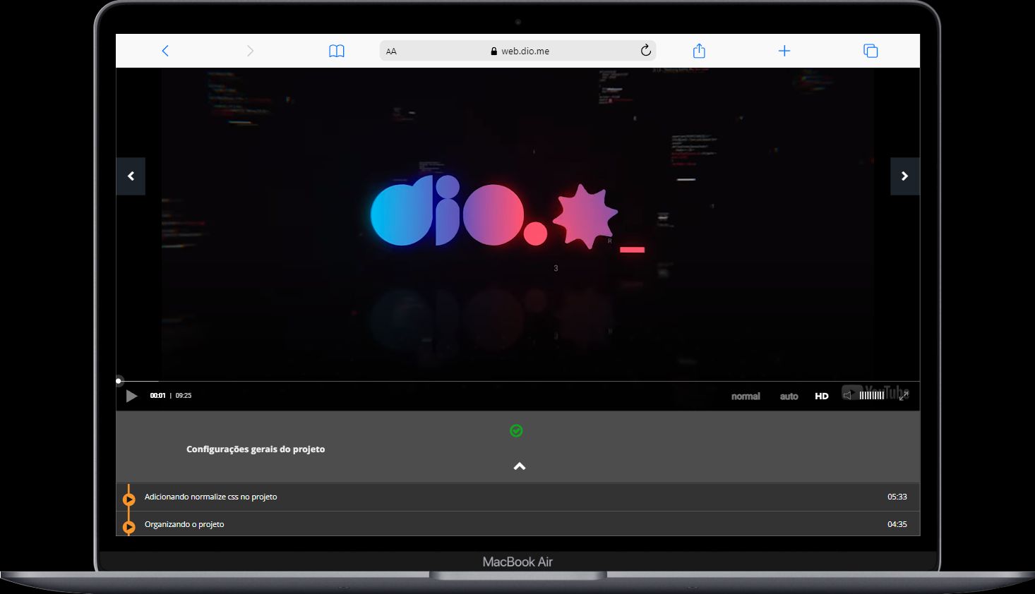 Screenshot of DIO - Layout vídeo full-window