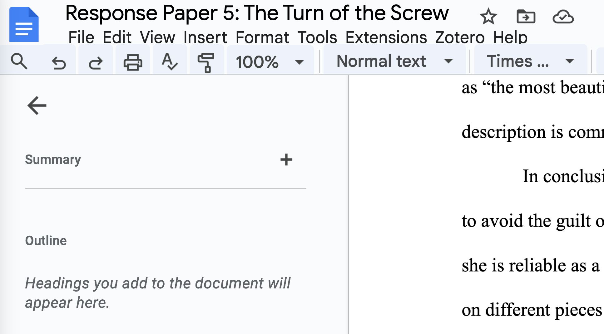 Screenshot of Google Docs Compact