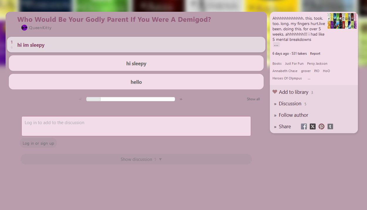 Screenshot of Pink Quotev