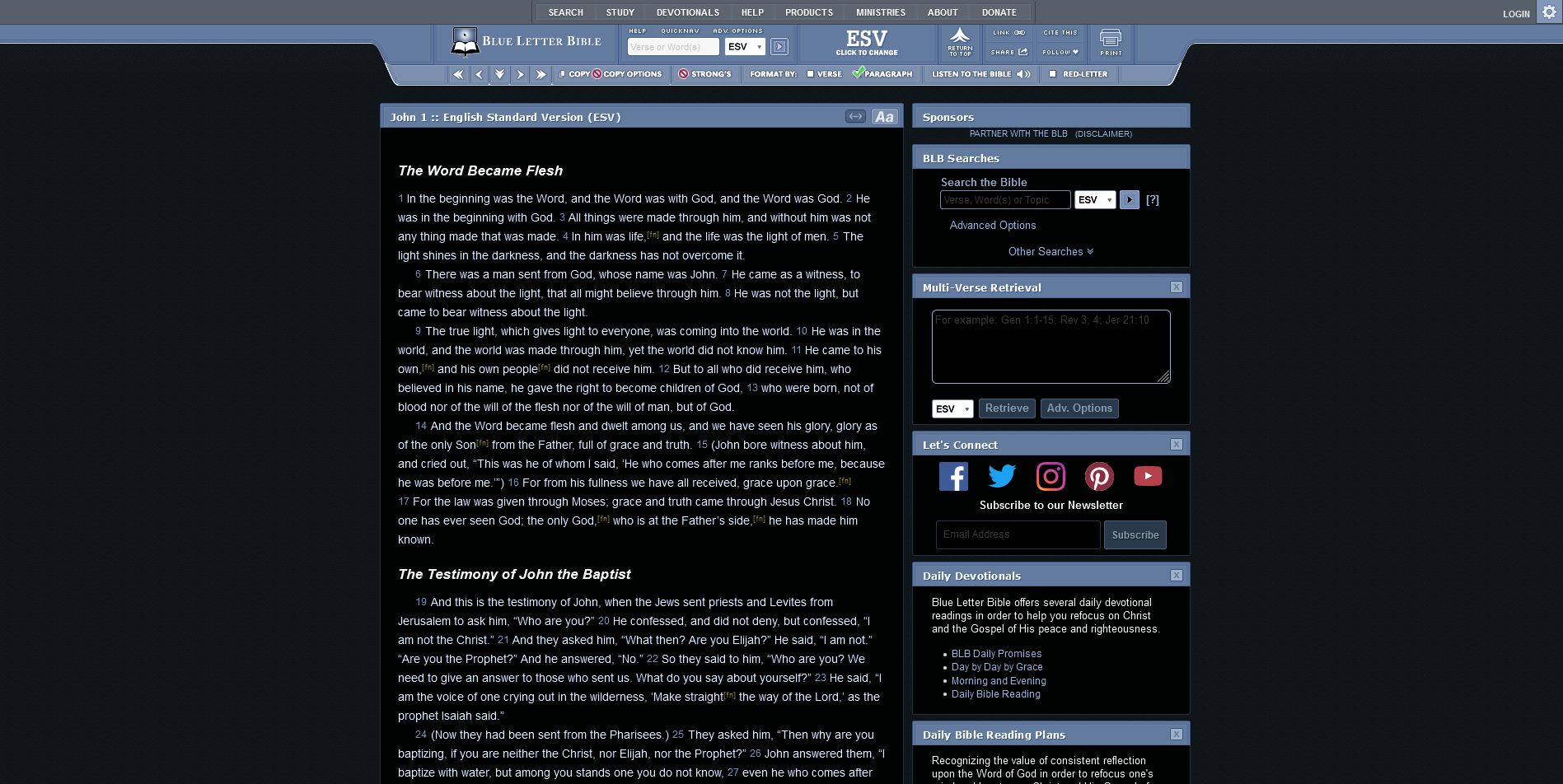 Screenshot of Blue Letter Bible - Dark