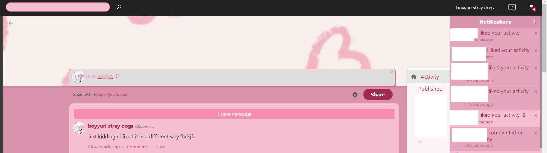 Screenshot of pink quotev by nikola