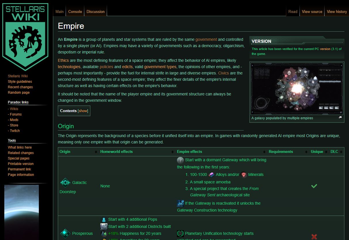 Screenshot of Stellaris Wiki Green