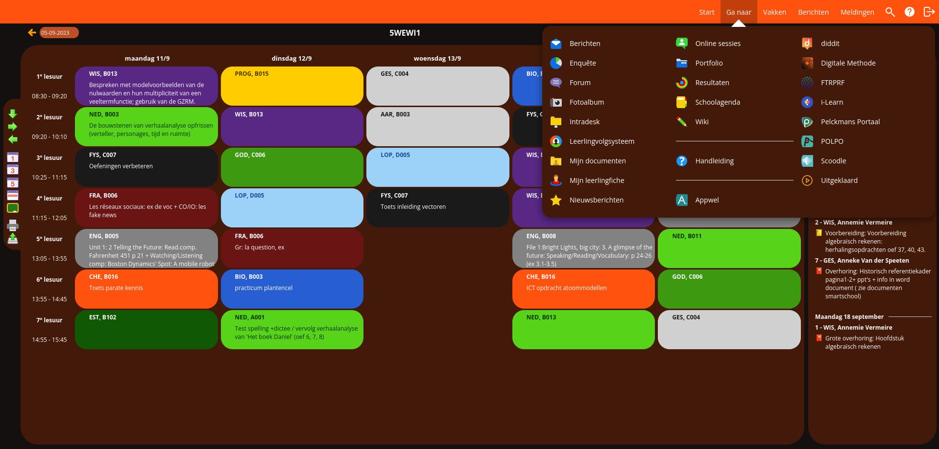 Screenshot of Smartschool modern