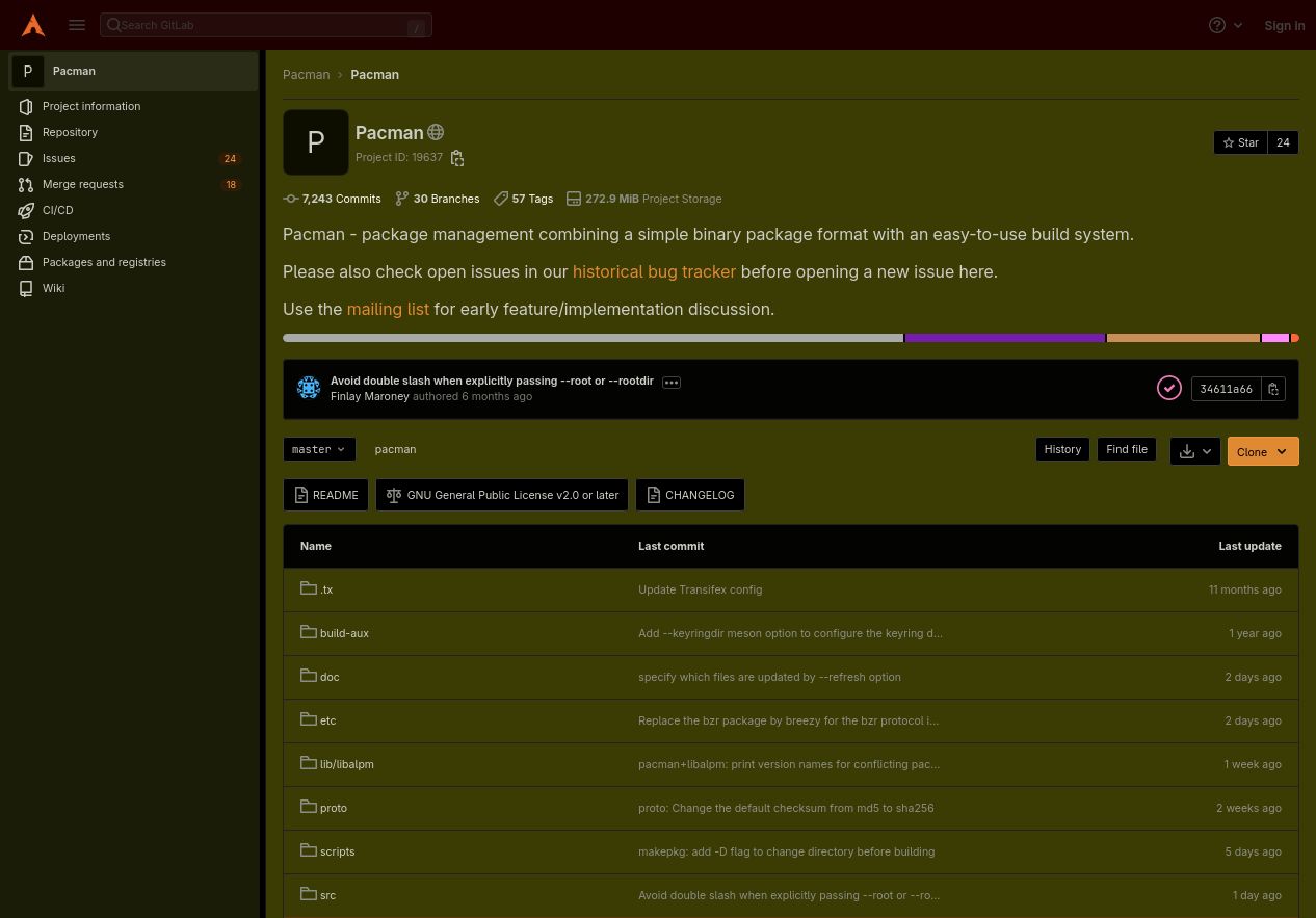 Screenshot of gitlab.archlinux.org dark olive