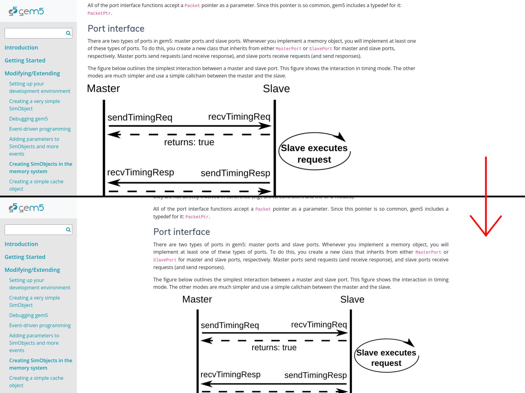 Screenshot of www.gem5.org documentation centering