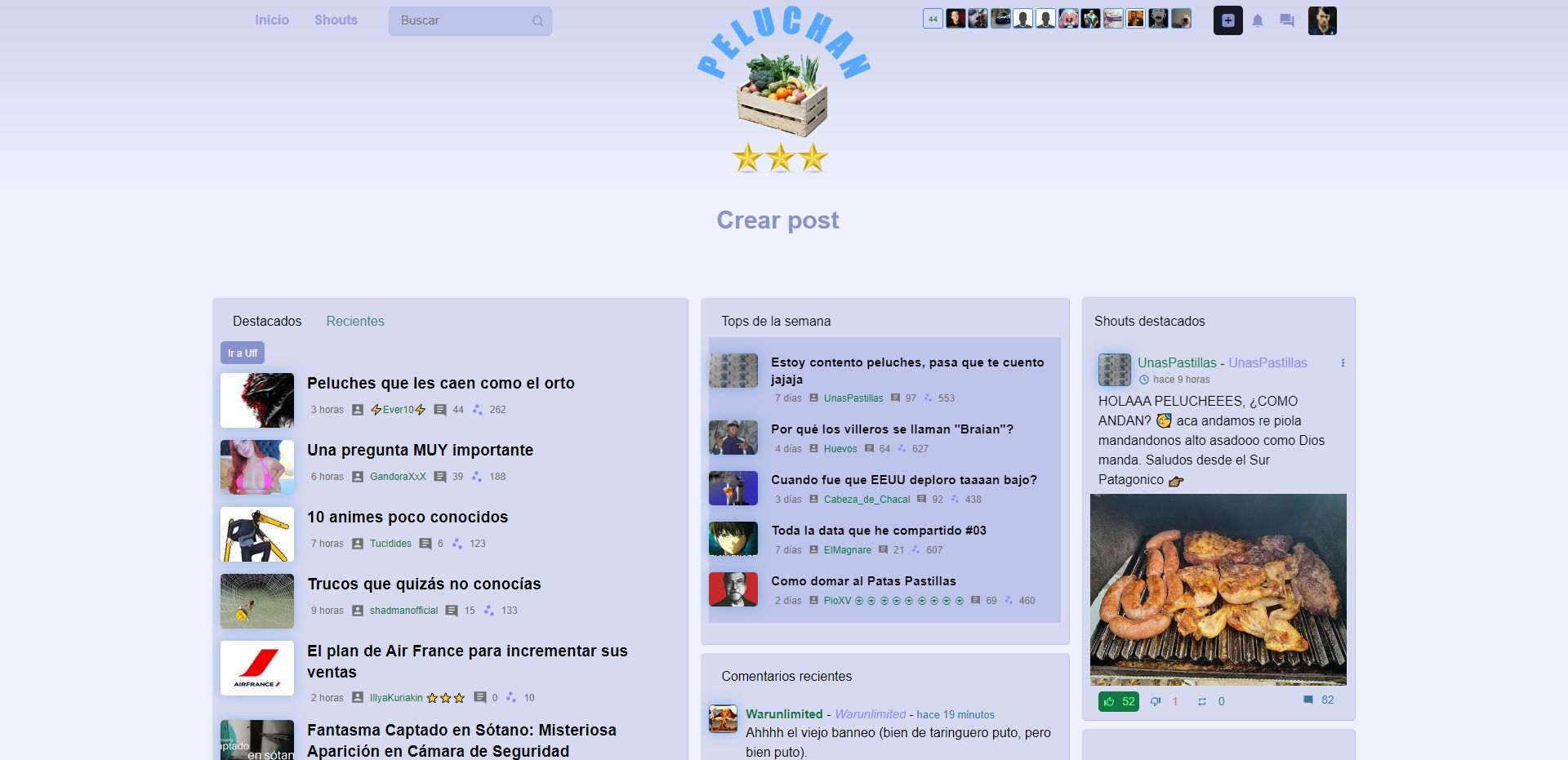 Screenshot of peluchan.net / 4chan v2 nuevo