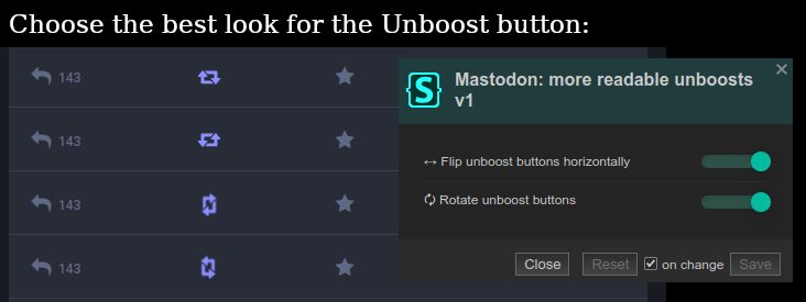 Screenshot of Mastodon: more readable unboosts