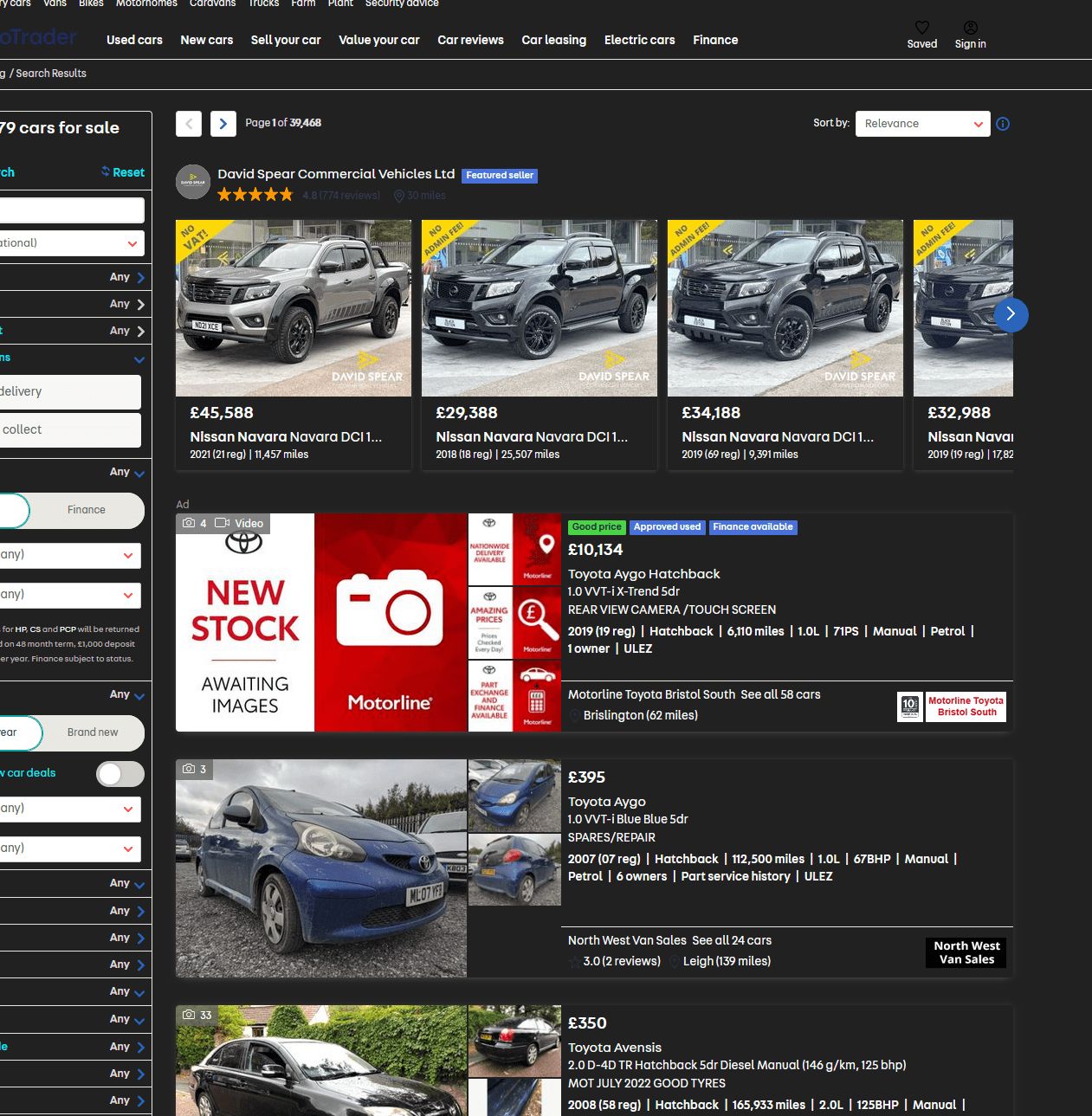 Screenshot of Auto Trader UK Dark - 2021