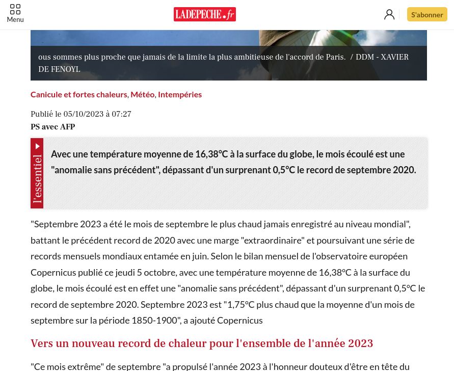 Screenshot of ladepeche.fr - article sans distractions