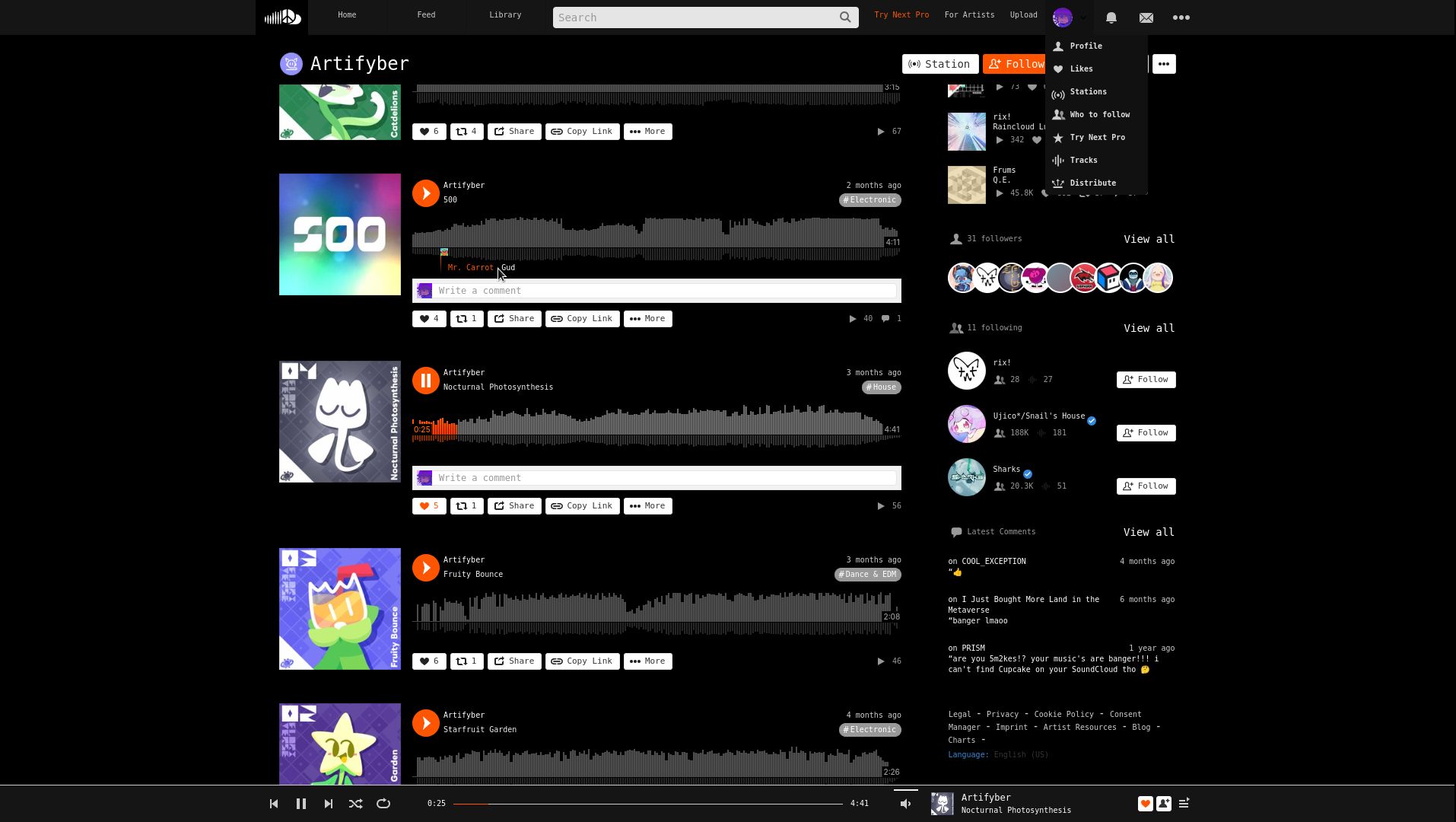 Screenshot of Amoled Dark SoundCloud theme/mode