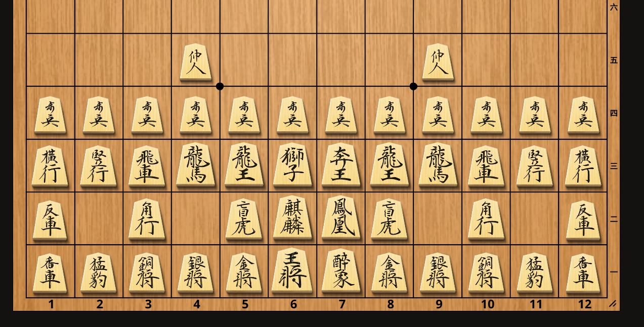 Screenshot of Chu Shogi fishdragon set early