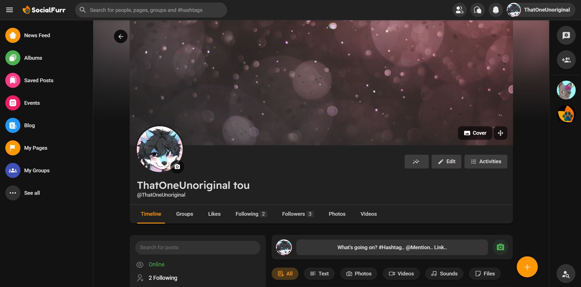 Screenshot of SocialFurr Refreshed