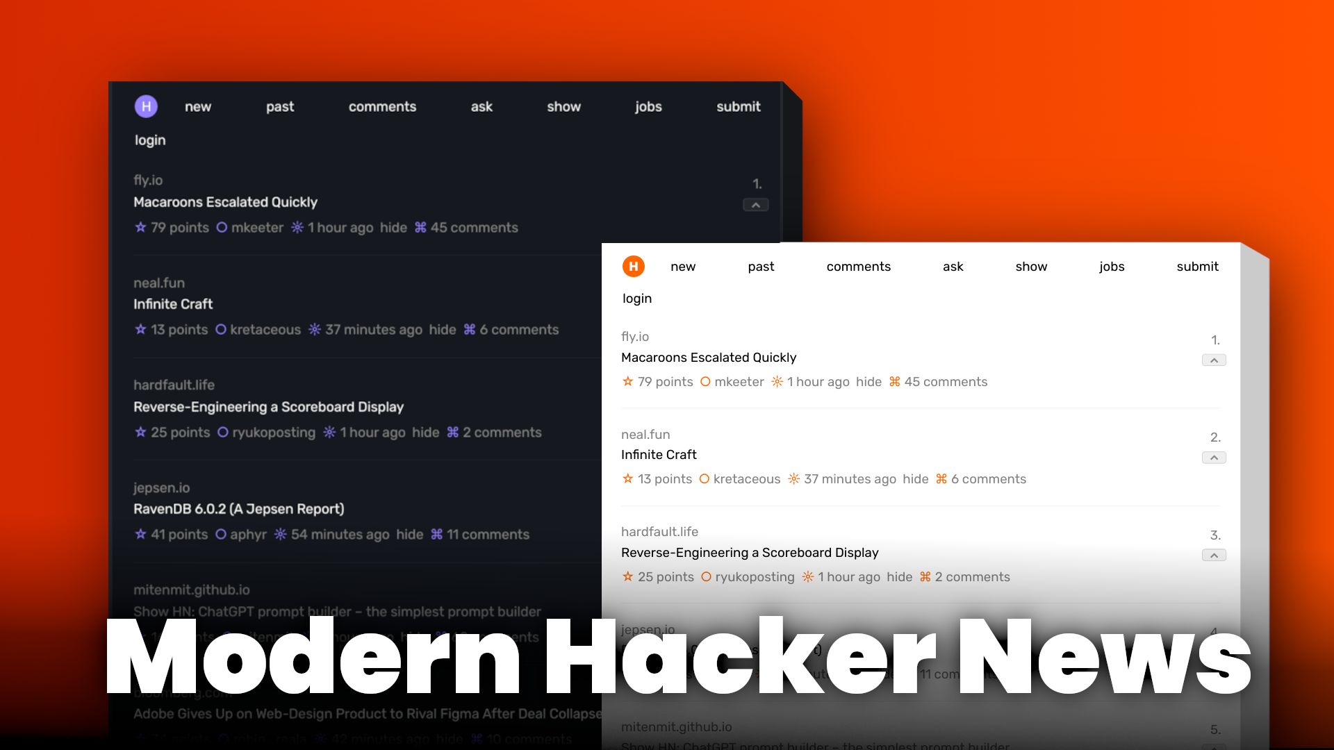 Screenshot of 👨‍💻 Modern Hacker News