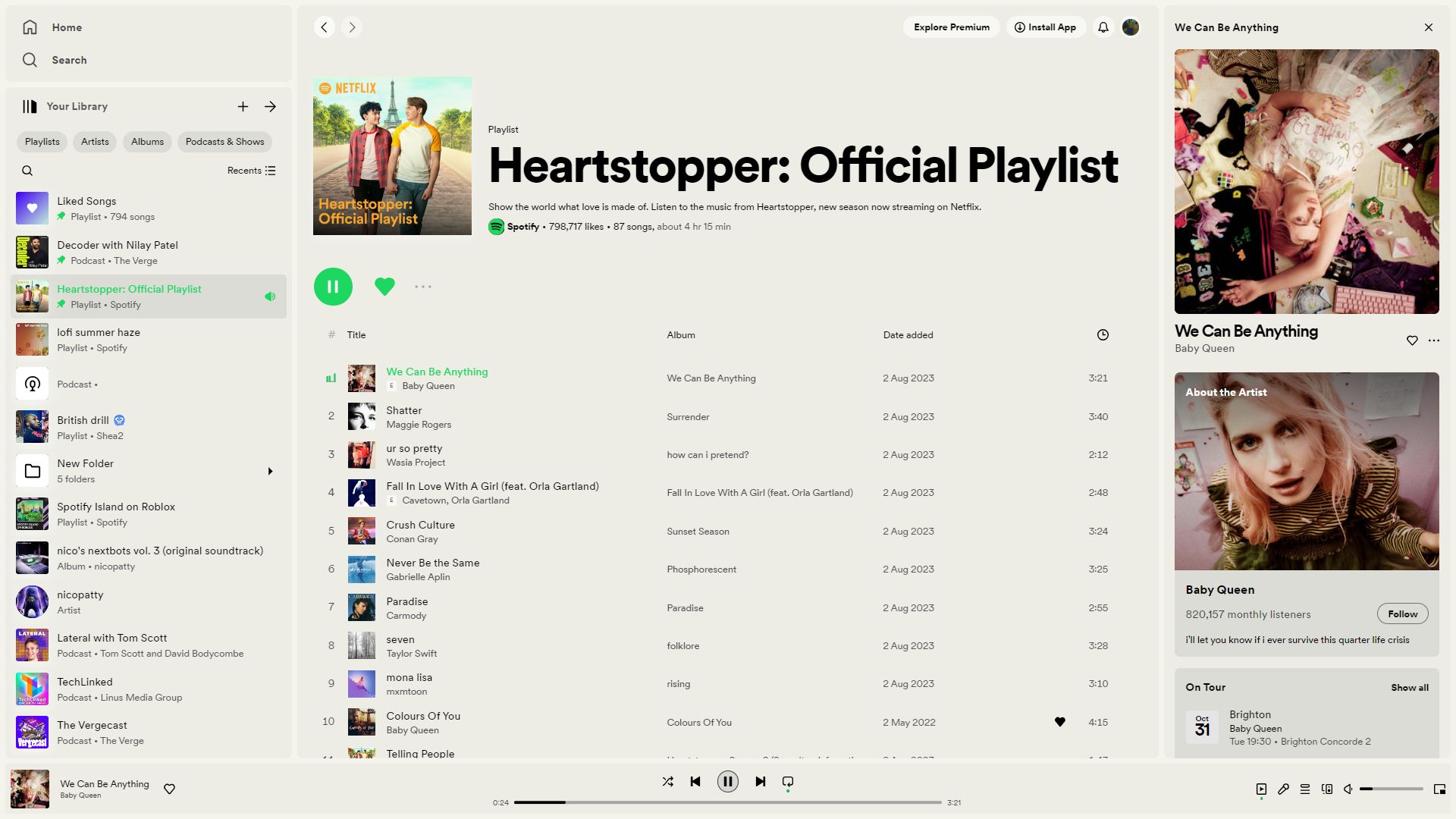 Screenshot of Light Theme Spotify