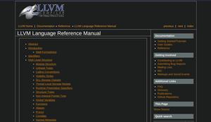 Screenshot of Dark llvm.org language reference