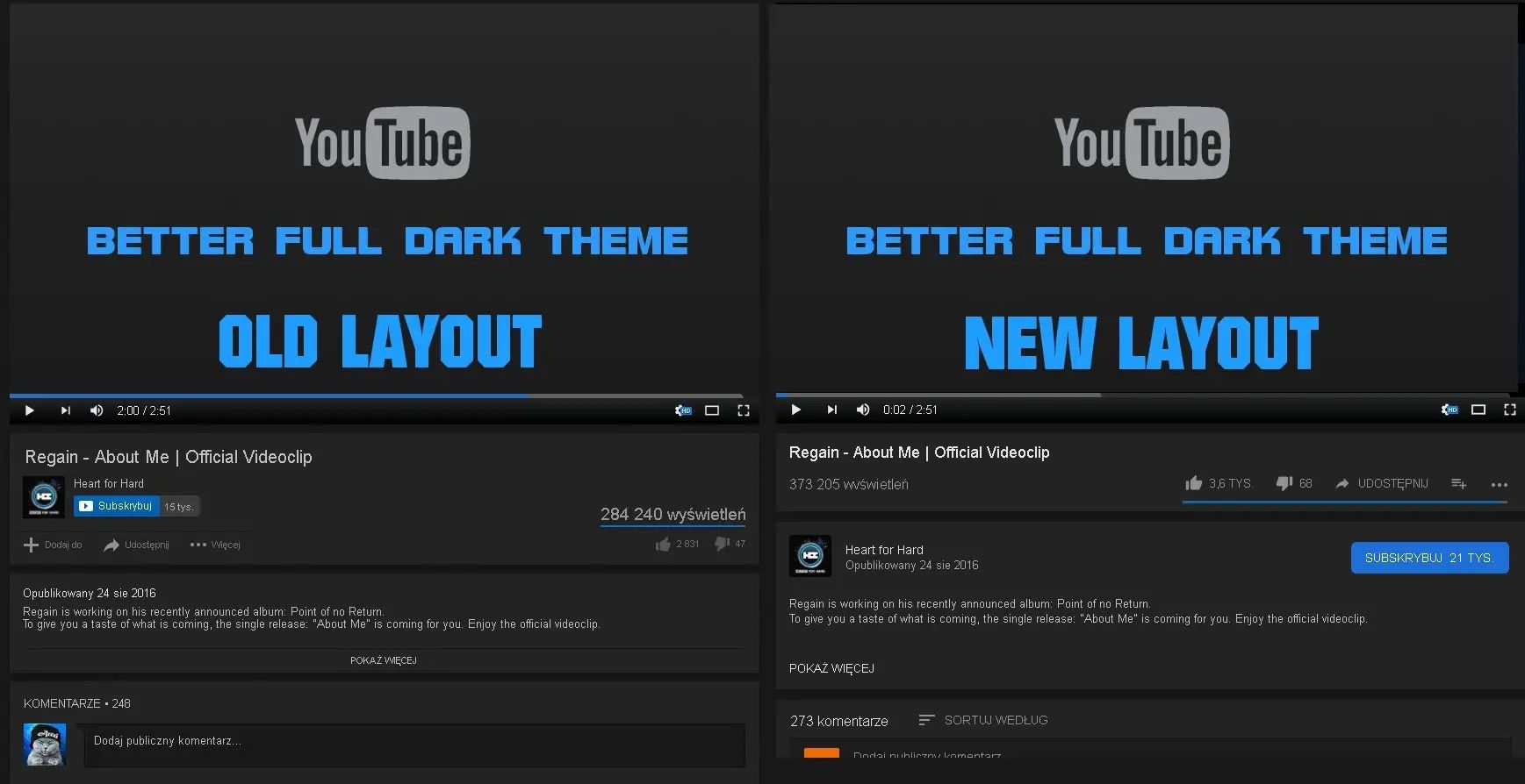 Screenshot of YouTube - Better Full Dark Theme 2024 (ARC)