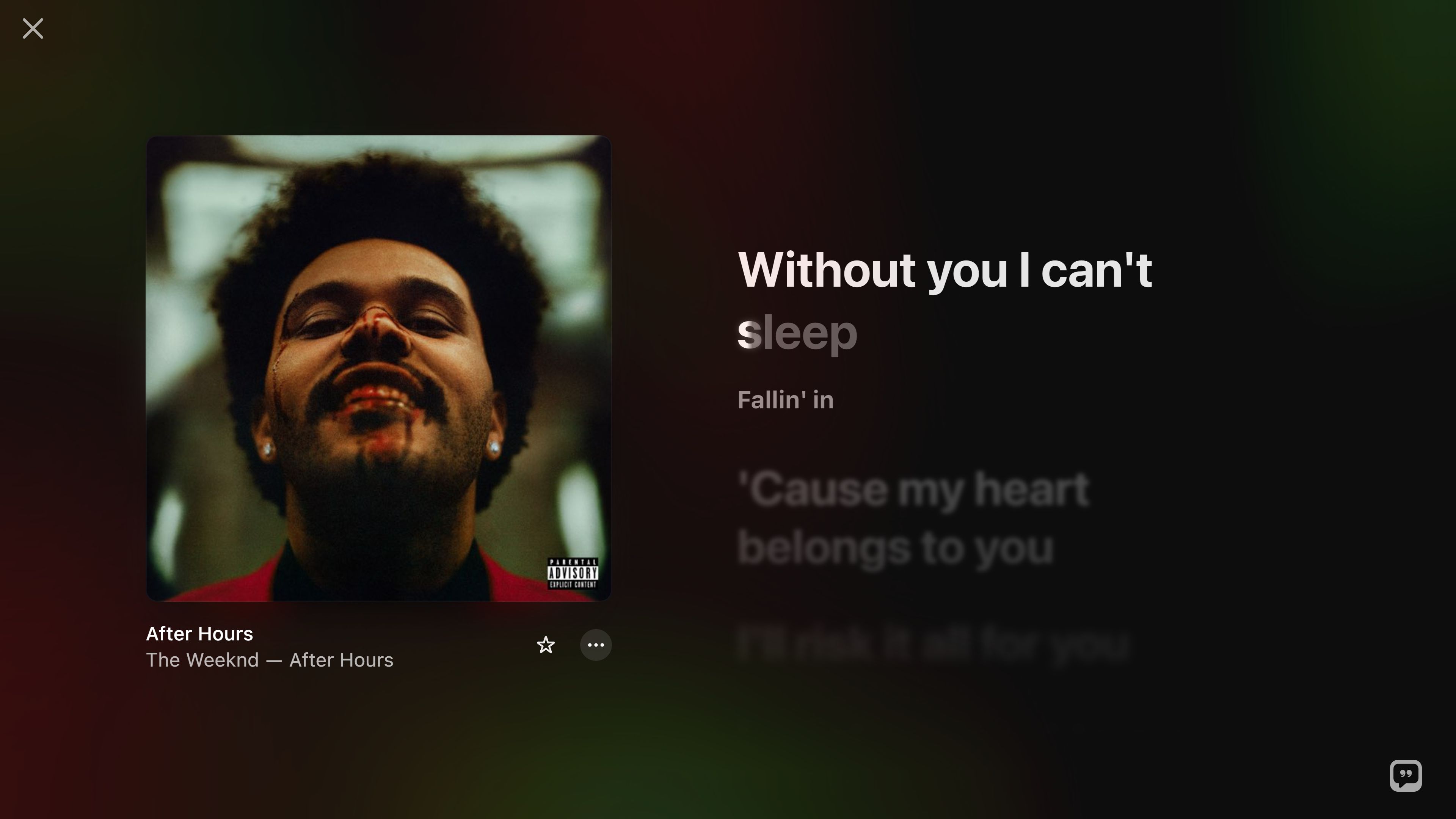 Screenshot of Lyrics+ for Apple Music