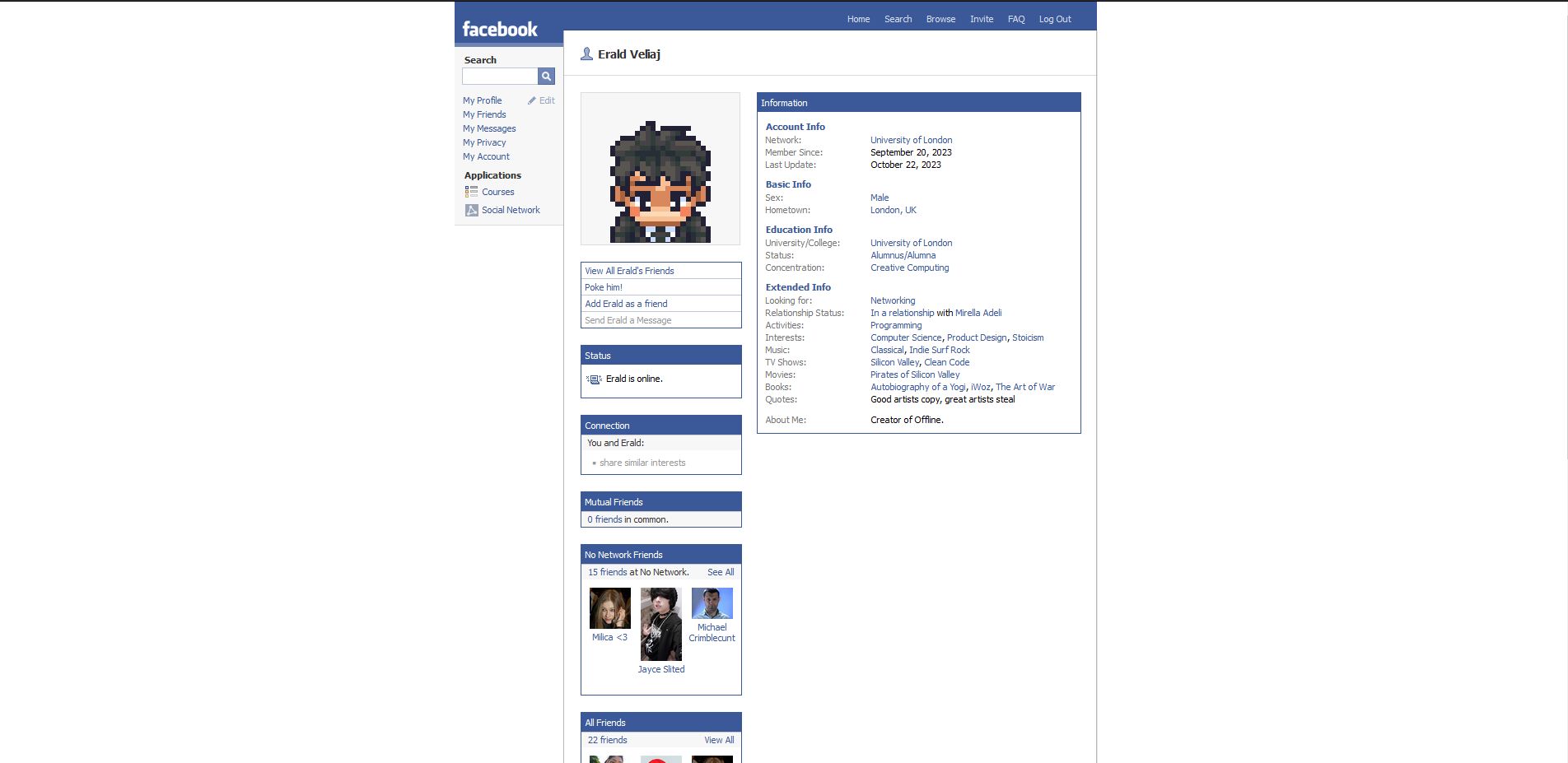 Screenshot of facebook theme for offline (WIP)