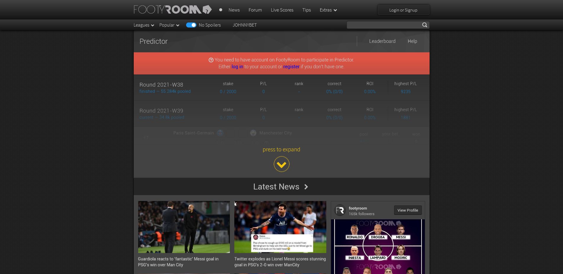 Screenshot of Footyroom Ash Dark