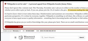 Screenshot of Wikipedia No Donation Banner