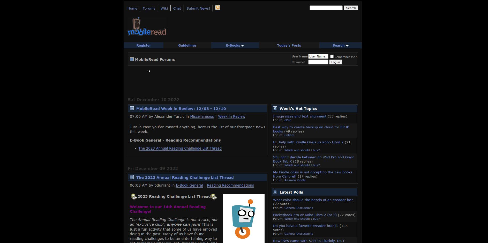 Screenshot of MobileRead Dark Style