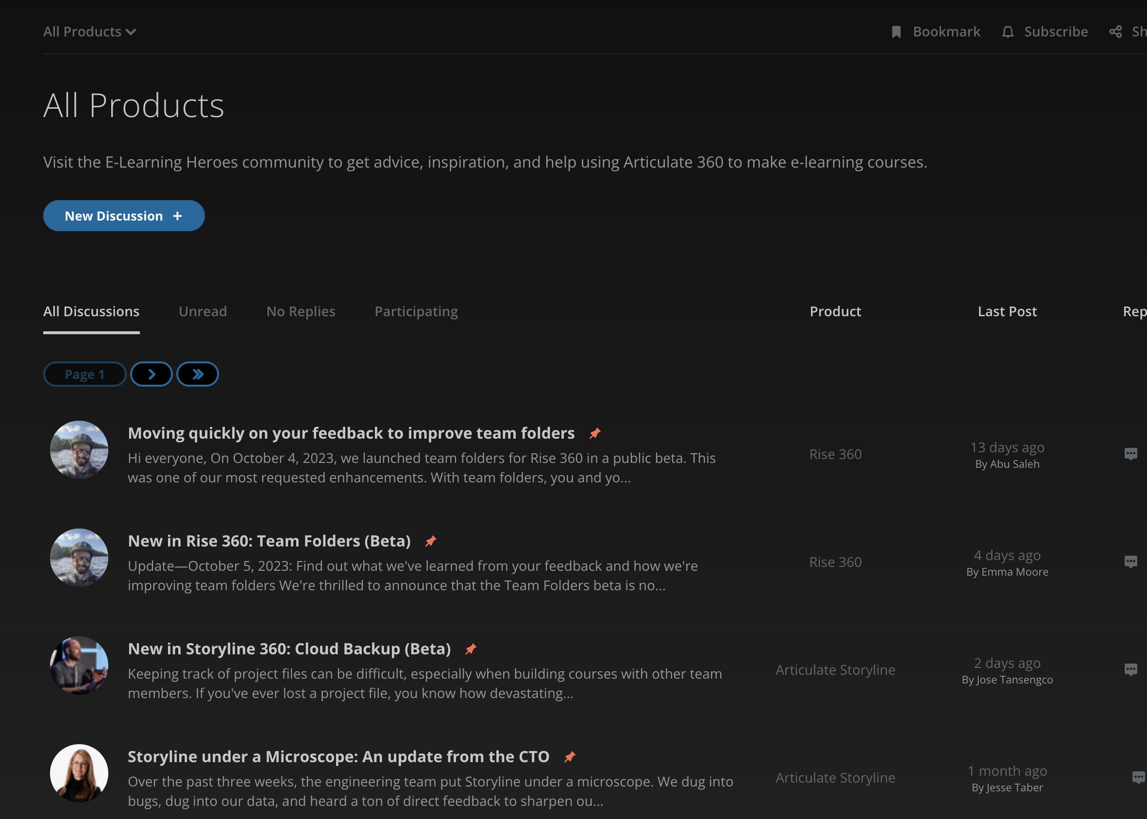 Screenshot of Articulate e-Learning Heroes dark mode