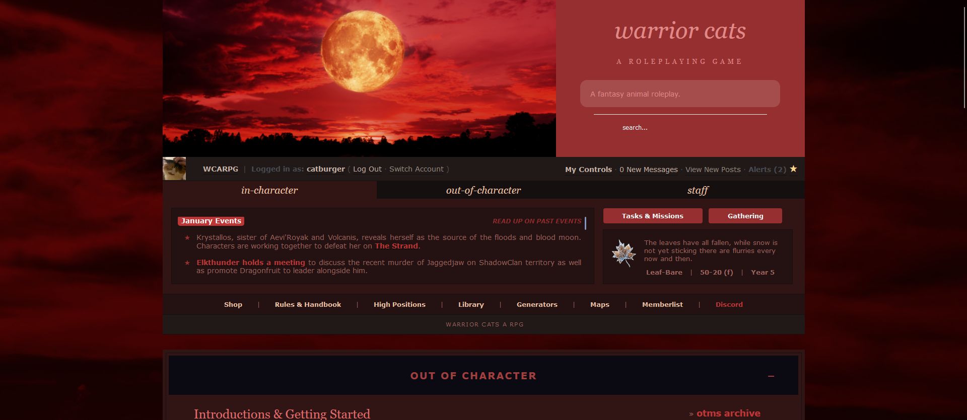 Screenshot of red moon