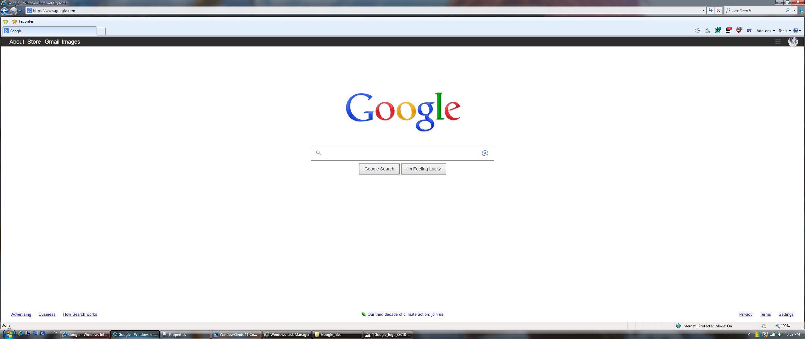 Screenshot of 2012 style google